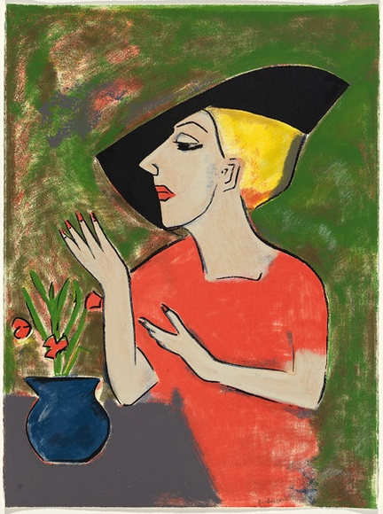 Artist: b'Dickerson, Robert.' | Title: b'The Paris hat.' | Date: 1999 | Technique: b'screenprint, printed in colour, from 21 stencils' Artist: b'Dickerson, Robert.' | Title: b'The Paris hat.' | Date: 1999 | Technique: b'screenprint, printed in colour, from 21 stencils'
