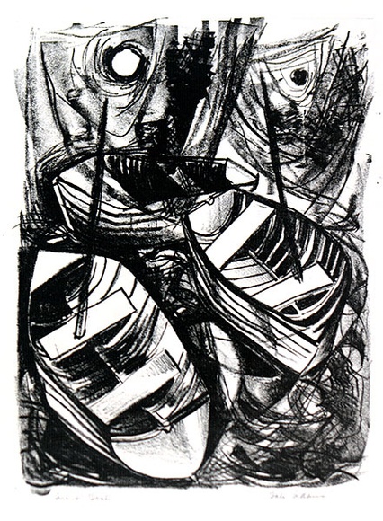 Artist: Adams, Tate. | Title: Fishing Boats. | Date: c.1954 | Technique: lithograph, printed in black ink, from one zinc plate