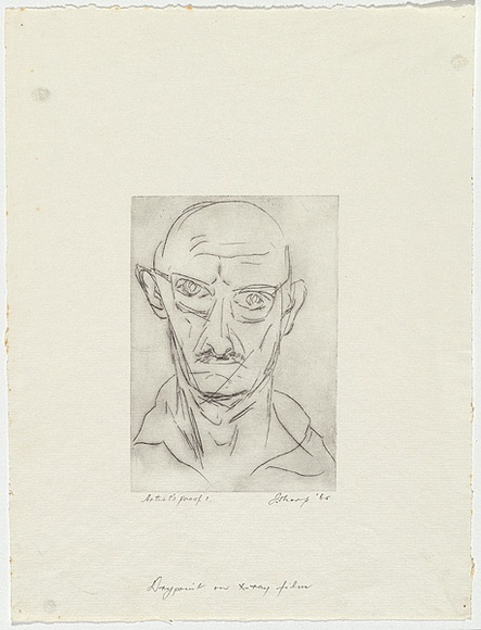 Artist: Sharp, James. | Title: Self-portrait | Date: 1965 | Technique: drypoint, printed in black ink, from one plate | Copyright: © Estate of James Sharp