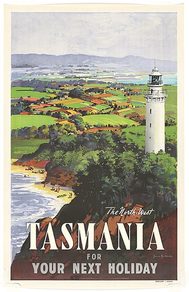 Artist: b'Burdett, Frank.' | Title: b'The North-West: Tasmania for your next holiday.' | Date: 1950s | Technique: b'lithograph, printed in colour, from multiple stones' | Copyright: b'\xc2\xa9 James Northfield Heritage Art Trust' Artist: b'Burdett, Frank.' | Title: b'The North-West: Tasmania for your next holiday.' | Date: 1950s | Technique: b'lithograph, printed in colour, from multiple stones' | Copyright: b'\xc2\xa9 James Northfield Heritage Art Trust'