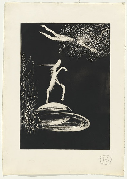 Artist: b'BOYD, Arthur' | Title: b'Variant (lady in tree above pond).' | Date: 1973-74 | Technique: b'etching, printed in black ink, from one plate' | Copyright: b'Reproduced with permission of Bundanon Trust' Artist: b'BOYD, Arthur' | Title: b'Variant (lady in tree above pond).' | Date: 1973-74 | Technique: b'etching, printed in black ink, from one plate' | Copyright: b'Reproduced with permission of Bundanon Trust'