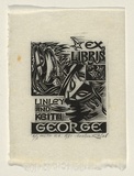 Artist: Ratas, Vaclovas. | Title: Bookplate: Linley and Keith George | Date: 1951 | Technique: wood-engraving, printed in black ink, from one block