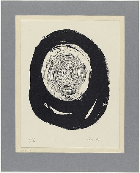 Artist: b'MADDOCK, Bea' | Title: b'Embryo' | Date: 1962 | Technique: b'lithograph, printed in black ink by hand-burnishing, from one stone' Artist: b'MADDOCK, Bea' | Title: b'Embryo' | Date: 1962 | Technique: b'lithograph, printed in black ink by hand-burnishing, from one stone'