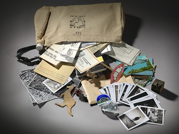 Artist: b'Thomas, Daniel.' | Title: b'Waterbag containing a collection of items relating to the exhibition of Marcel Duchamp (the Sister Mary Collection).' | Date: 1968