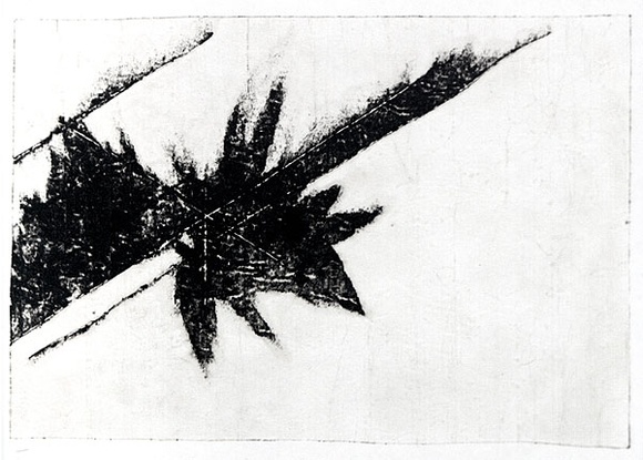 Artist: b'Roberts, Neil.' | Title: b'Eruptions 8' | Date: 1991 | Technique: b'pigment-transfer, printed in brown ink, from one bitumen paper plate' Artist: b'Roberts, Neil.' | Title: b'Eruptions 8' | Date: 1991 | Technique: b'pigment-transfer, printed in brown ink, from one bitumen paper plate'