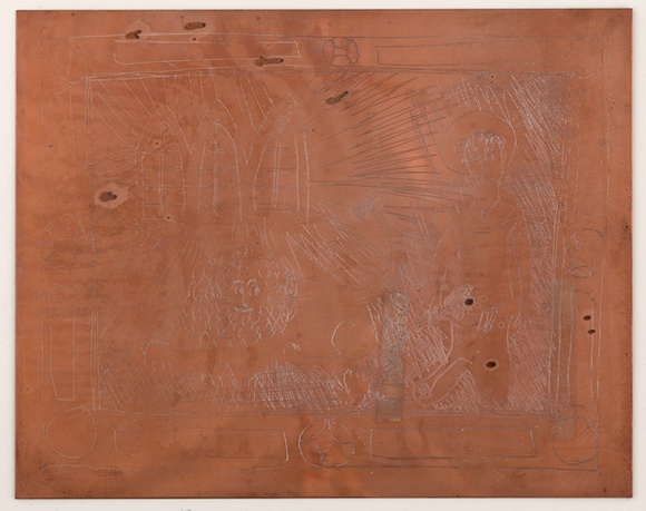 Artist: b'UNKNOWN' | Title: b'Plate 53: St Jerome and the lion.' | Technique: b'etched plate'