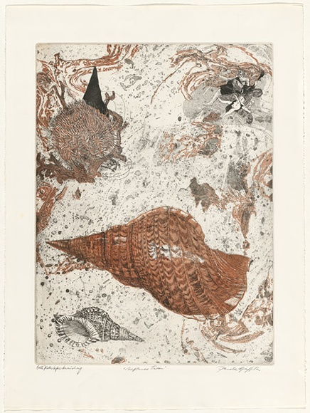 Artist: b'GRIFFITH, Pamela' | Title: bNeptune's triton | Date: 1981 | Technique: b'etching, aquatint printed in colour from two zinc plates' | Copyright: b'\xc2\xa9 Pamela Griffith' Artist: b'GRIFFITH, Pamela' | Title: bNeptune's triton | Date: 1981 | Technique: b'etching, aquatint printed in colour from two zinc plates' | Copyright: b'\xc2\xa9 Pamela Griffith'