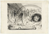 Artist: BOYD, Arthur | Title: Lions with bone in wooded landscape (The last of St Jerome). | Date: (1968-69) | Technique: etching and drypoint, printed in black ink, from one plate | Copyright: Reproduced with permission of Bundanon Trust