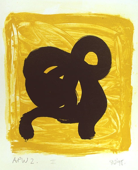 Artist: b'Danaher, Suzanne.' | Title: b'Sun shines down on blow fly II' | Date: 1998 | Technique: b'lithograph, printed in yellow and black ink, from two stones' Artist: b'Danaher, Suzanne.' | Title: b'Sun shines down on blow fly II' | Date: 1998 | Technique: b'lithograph, printed in yellow and black ink, from two stones'