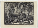 Artist: Ratas, Vaclovas. | Title: Shearing shed. | Date: 1950 | Technique: wood-engraving, printed in black ink, from one block