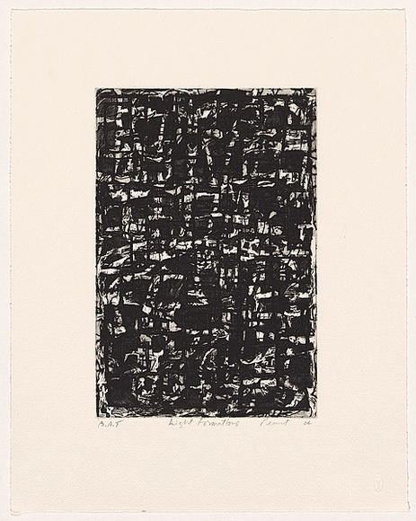 Artist: b'Peart, John.' | Title: b'Light formations' | Date: 2004 | Technique: b'etching, sugar-lift, aquatint and open-bite, printed in black ink, from one plate' Artist: b'Peart, John.' | Title: b'Light formations' | Date: 2004 | Technique: b'etching, sugar-lift, aquatint and open-bite, printed in black ink, from one plate'