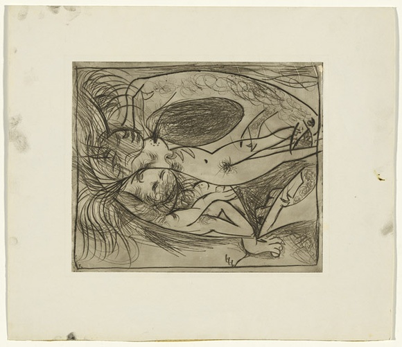 Artist: b'BOYD, Arthur' | Title: b'Lovers near a tent and black pool.' | Date: 1962-63 | Technique: b'etching and drypoint, printed in black ink, from one plate' | Copyright: b'Reproduced with permission of Bundanon Trust' Artist: b'BOYD, Arthur' | Title: b'Lovers near a tent and black pool.' | Date: 1962-63 | Technique: b'etching and drypoint, printed in black ink, from one plate' | Copyright: b'Reproduced with permission of Bundanon Trust'