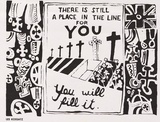 Artist: Kossatz, Les. | Title: (There is still a place in the line for you) | Date: 1967 | Technique: linocut