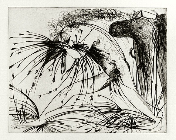 Artist: b'BOYD, Arthur' | Title: b'Nebuchadnezzar with beast and cornstalks.' | Date: (1968-69) | Technique: b'etching, printed in black ink, from one plate' | Copyright: b'Reproduced with permission of Bundanon Trust' Artist: b'BOYD, Arthur' | Title: b'Nebuchadnezzar with beast and cornstalks.' | Date: (1968-69) | Technique: b'etching, printed in black ink, from one plate' | Copyright: b'Reproduced with permission of Bundanon Trust'