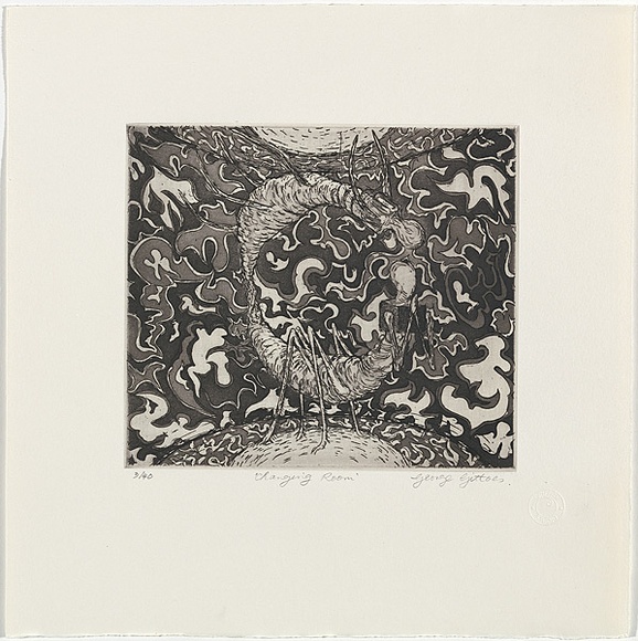 Artist: b'Gittoes, George.' | Title: b'Changing room.' | Date: 1971 | Technique: b'etching, printed in black ink, from one plate'
