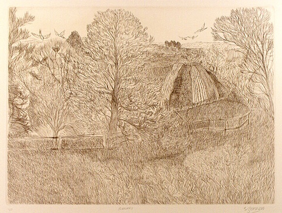 Artist: b'Zofrea, Salvatore.' | Title: b'February' | Date: 1984 | Technique: b'hardground-etching, printed in brown ink, from one zinc plate' | Copyright: b'\xc2\xa9 Salvatore Zofrea, 1984'