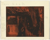 Artist: Harradine, Gail. | Title: Searching, looking inward | Date: 1996 | Technique: etching, printed in black and orange inks, from two plates