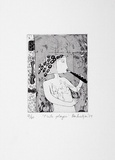 Artist: Kjar, Barbie. | Title: Flute-player. | Date: 1989 | Technique: etching and aquatint, printed in black ink, from one plate