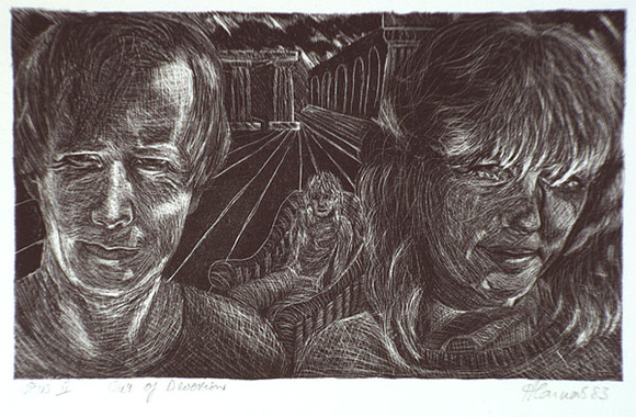 Artist: b'Connors, Anne.' | Title: b'Out of devotion' | Date: 1983 | Technique: b'lithograph, printed in black ink, from one stone' Artist: b'Connors, Anne.' | Title: b'Out of devotion' | Date: 1983 | Technique: b'lithograph, printed in black ink, from one stone'