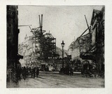 Artist: GOODCHILD, John | Title: Piccadilly Circus (under Reconstruction) | Date: 1927 | Technique: etching, printed in black ink, from one plate