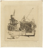 Artist: Britton, Fred. | Title: Sydney Harbour Bridge construction. | Date: 1929 | Technique: etching and drypoint, printed in black ink, from one plate