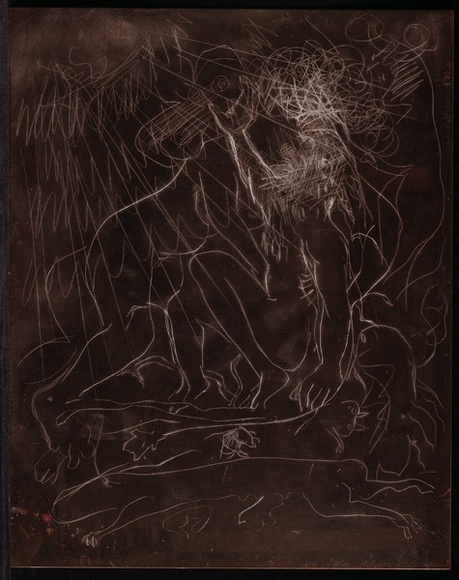 Artist: b'BOYD, Arthur' | Title: bPlate 18: Jonah page 125. God's benediction. | Date: 1972-73 | Technique: b'etched plate' | Copyright: b'This work appears on screen courtesy of Bundanon Trust' Artist: b'BOYD, Arthur' | Title: bPlate 18: Jonah page 125. God's benediction. | Date: 1972-73 | Technique: b'etched plate' | Copyright: b'This work appears on screen courtesy of Bundanon Trust'