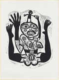 Artist: HANRAHAN, Barbara | Title: Woman and herself | Date: 1986 | Technique: linocut, printed in black ink, from one block