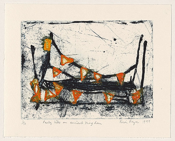 Artist: b'Pieper, Brian.' | Title: b'Party like an ancient kingdom' | Date: 1999 | Technique: b'etching, printed in colour a la poupee, from one plate' | Copyright: b'\xc2\xa9 Brian Pieper' Artist: b'Pieper, Brian.' | Title: b'Party like an ancient kingdom' | Date: 1999 | Technique: b'etching, printed in colour a la poupee, from one plate' | Copyright: b'\xc2\xa9 Brian Pieper'