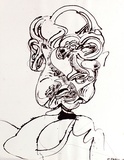 Artist: Partos, Paul. | Title: (Head of a man) | Date: 1965 | Technique: monotype, printed in brown ink, from one plate; pencil additions