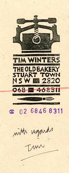 Title: Tim Winters: address card