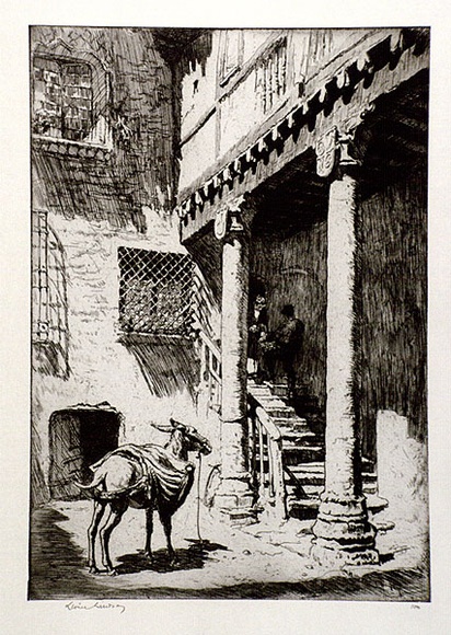 Artist: b'LINDSAY, Lionel' | Title: b'Courtyard, Segovia' | Date: 1929 | Technique: b'etching, printed in brown ink with plate-tone, from one plate' | Copyright: b'Courtesy of the National Library of Australia' Artist: b'LINDSAY, Lionel' | Title: b'Courtyard, Segovia' | Date: 1929 | Technique: b'etching, printed in brown ink with plate-tone, from one plate' | Copyright: b'Courtesy of the National Library of Australia'
