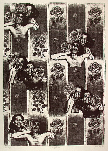 Artist: b'Walters, Kath.' | Title: b'Wall flower' | Date: 1989 | Technique: b'lithograph, printed in black ink, from one stone' Artist: b'Walters, Kath.' | Title: b'Wall flower' | Date: 1989 | Technique: b'lithograph, printed in black ink, from one stone'