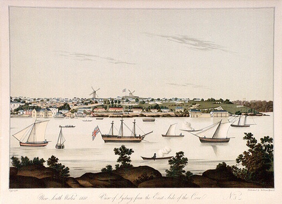 Title: b'New South Wales. View of Sydney from the east side of the cove.' | Date: 1810 | Technique: b'lithograph' Title: b'New South Wales. View of Sydney from the east side of the cove.' | Date: 1810 | Technique: b'lithograph'