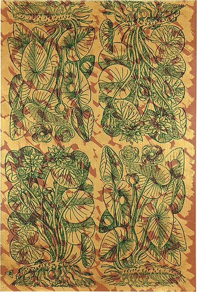 Artist: b'REDBACK GRAPHIX' | Title: b'Wrapping paper: Gold' | Date: 1986 | Technique: b'screenprint, printed in colour, from three stencils' Artist: b'REDBACK GRAPHIX' | Title: b'Wrapping paper: Gold' | Date: 1986 | Technique: b'screenprint, printed in colour, from three stencils'