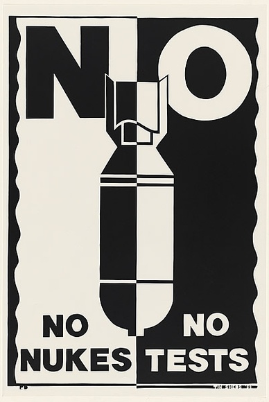 Artist: b'Debenham, Pam.' | Title: b'No Nukes/No Tests.' | Date: 1984 | Technique: b'screenprint, printed in black ink, from one stencil' Artist: b'Debenham, Pam.' | Title: b'No Nukes/No Tests.' | Date: 1984 | Technique: b'screenprint, printed in black ink, from one stencil'