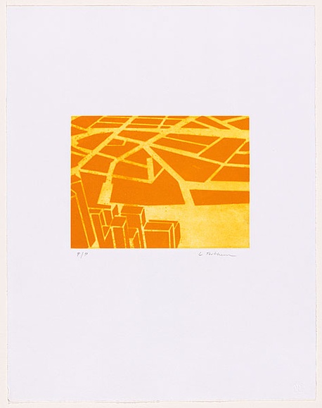 Artist: b'Forthun, Louise.' | Title: b'The yellow still-life.' | Date: 2001 | Technique: b'etching and aquatint, printed in yellow ink, from one copper plate' Artist: b'Forthun, Louise.' | Title: b'The yellow still-life.' | Date: 2001 | Technique: b'etching and aquatint, printed in yellow ink, from one copper plate'