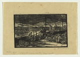 Artist: Groblicka, Lidia | Title: Landscape with cart | Date: 1955-56 | Technique: woodcut, printed in black ink, from one block