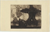 Artist: b'Traill, Jessie.' | Title: b'Piazza Barberini, Rome [Barberini Square, Rome]' | Date: 1908 | Technique: b'etching and drypoint, printed in dark brown ink with plate-tone and wiped highlights, from one plate'