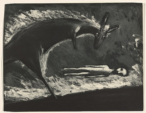 Artist: b'Shead, Garry.' | Title: b'Flaming kangaroo' | Date: 1994-95 | Technique: b'etching and aquatint, printed in black ink, from one plate' | Copyright: b'\xc2\xa9 Garry Shead' Artist: b'Shead, Garry.' | Title: b'Flaming kangaroo' | Date: 1994-95 | Technique: b'etching and aquatint, printed in black ink, from one plate' | Copyright: b'\xc2\xa9 Garry Shead'