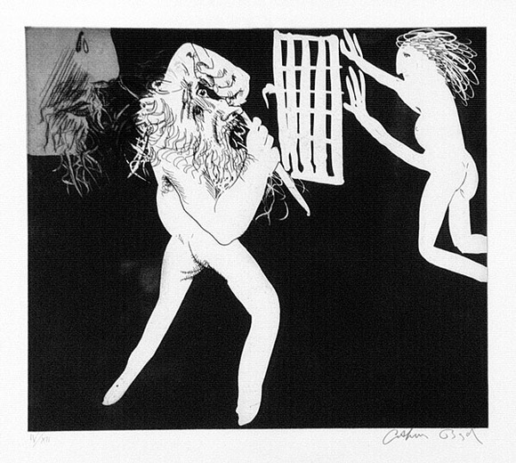 Artist: b'BOYD, Arthur' | Title: b'Magistrate enters.' | Date: (1970) | Technique: b'etching and aquatint, printed in black ink, from one plate' Artist: b'BOYD, Arthur' | Title: b'Magistrate enters.' | Date: (1970) | Technique: b'etching and aquatint, printed in black ink, from one plate'
