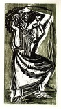 Artist: b'Kubbos, Eva.' | Title: b'Woman' | Date: 1959 | Technique: b'woodcut, printed in colour, from two blocks (black and green)'