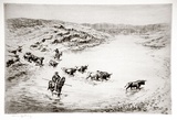 Artist: LINDSAY, Lionel | Title: The crossing | Date: 1923 | Technique: etching, drypoint, printed in black ink with plate-tone, from one plate | Copyright: Courtesy of the National Library of Australia