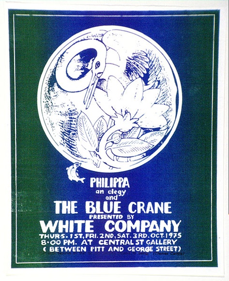 Artist: b'SUTINER, Asko' | Title: b'Philippa an elegy and The blue crane, presented by White Company' | Date: 1975 | Technique: b'screenprint' Artist: b'SUTINER, Asko' | Title: b'Philippa an elegy and The blue crane, presented by White Company' | Date: 1975 | Technique: b'screenprint'