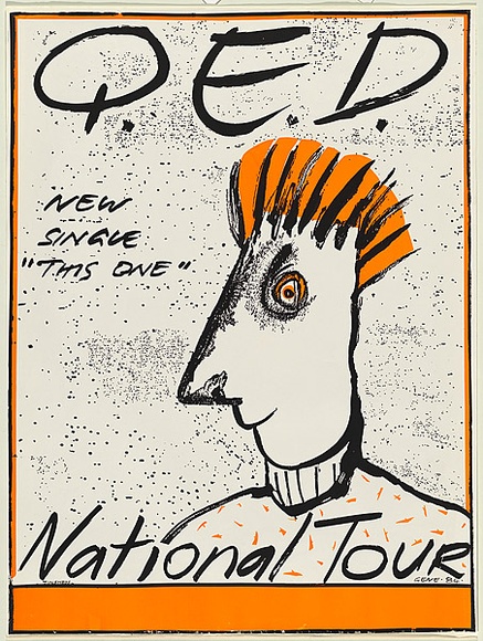 Artist: b'Clarkson, Jean.' | Title: b'Q.E.D. new single This one.' | Date: 1984 | Technique: b'screenprint, printed in colour, from two stencils' Artist: b'Clarkson, Jean.' | Title: b'Q.E.D. new single This one.' | Date: 1984 | Technique: b'screenprint, printed in colour, from two stencils'