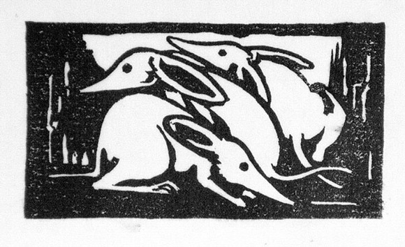 Artist: b'Stephen, Clive.' | Title: b'(Three Rodents)' | Date: c.1950 | Technique: b'linocut, printed in black ink, from one block' Artist: b'Stephen, Clive.' | Title: b'(Three Rodents)' | Date: c.1950 | Technique: b'linocut, printed in black ink, from one block'