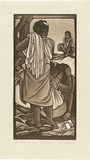 Artist: White, Robin. | Title: Tera al Kam Karaoia? | Date: 1995 | Technique: woodcut, printed in sepia ink, from two blocks