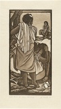Artist: White, Robin. | Title: Tera al Kam Karaoia? | Date: 1995 | Technique: woodcut, printed in sepia ink, from two blocks