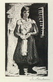 Artist: Armstrong, Ian. | Title: Housewife. | Date: 1958 | Technique: etching and aquatint, printed in purple/black ink, from one plate
