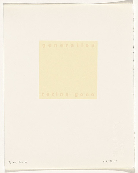 Artist: b'Burgess, Peter.' | Title: b'generation: retina gone.' | Date: 2001 | Technique: b'computer generated inkjet prints, printed in colour, from digital files' Artist: b'Burgess, Peter.' | Title: b'generation: retina gone.' | Date: 2001 | Technique: b'computer generated inkjet prints, printed in colour, from digital files'