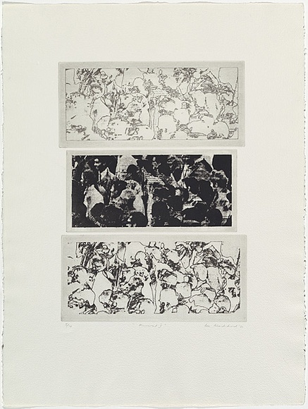 Artist: b'MADDOCK, Bea' | Title: b'Funeral I' | Date: 1971, September | Technique: b'photo-etching and aquatint, printed in black ink, from three plates' Artist: b'MADDOCK, Bea' | Title: b'Funeral I' | Date: 1971, September | Technique: b'photo-etching and aquatint, printed in black ink, from three plates'